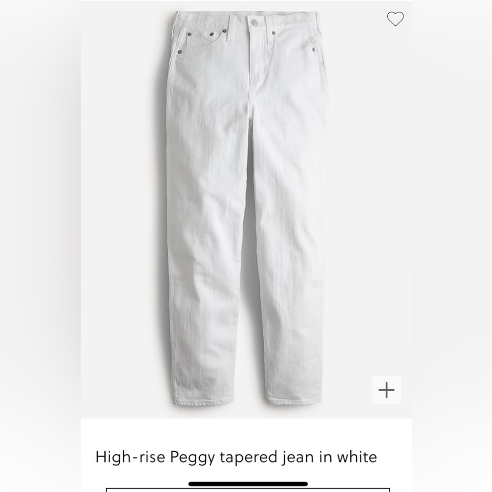 J. Crew High-Rise Peggy Tapered Jeans in White